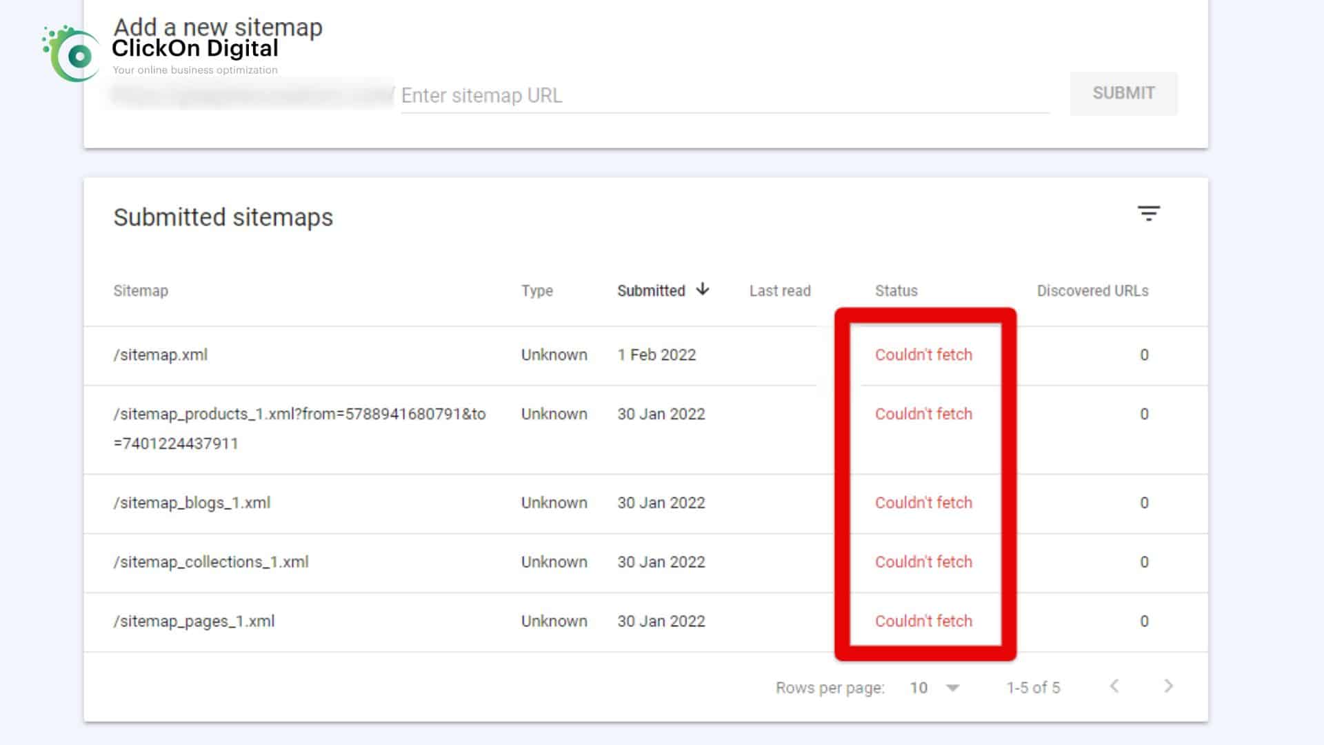 Sitemap sai khiến website không index
